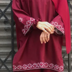 Maroon Embroidered Co-ord